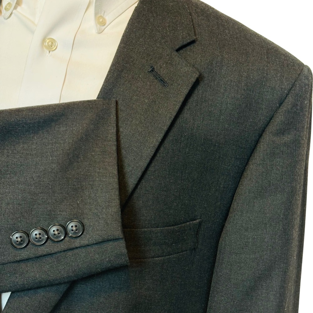 Saddlebred Mens Blazer Jacket Charcoal Grey 46R Two Button Vented sport coat - Picture 4 of 9